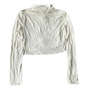 Wild Honey Top Sz M Cropped Turtleneck Ribbed Knit White AE Studio Ivory Casual